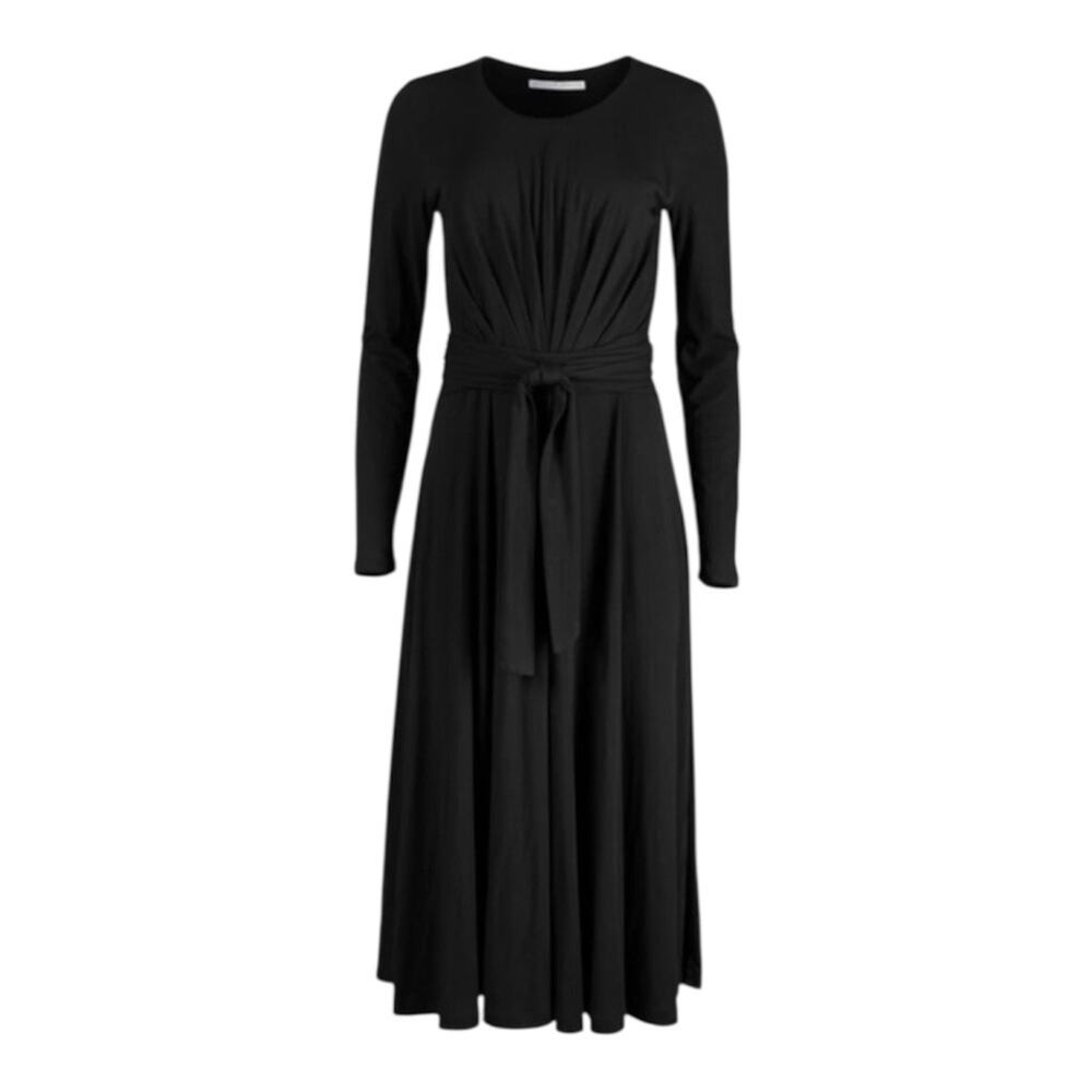 Peruvian Connection M Celeste Jersey Tie Waist Midi Dress Black